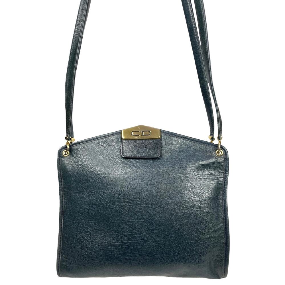 Christian Dior Modele Exclusif Vintage Teal Leather Crossbody Shoulder Bag